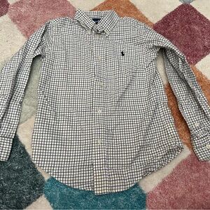 Ralph Lauren Boys Sz6 Green Purple White Checkered Long Sleeve Button Down Shirt